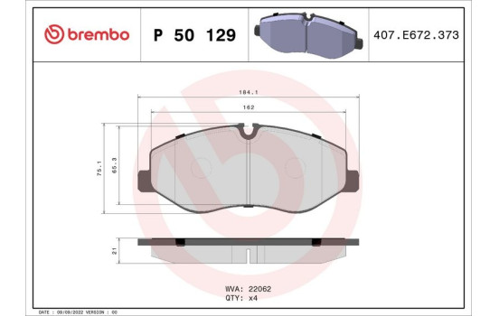 Brake Pad Set, disc brake P 50 129 Brembo, Image 2