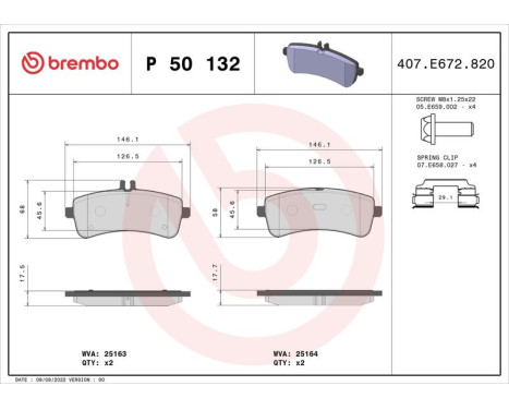 Brake Pad Set, disc brake P 50 132 Brembo, Image 3