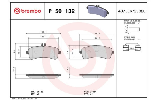 Brake Pad Set, disc brake P 50 132 Brembo, Image 2