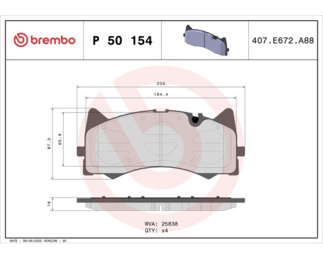 Brake pad set, disc brake P 50 154 Brembo, Image 2
