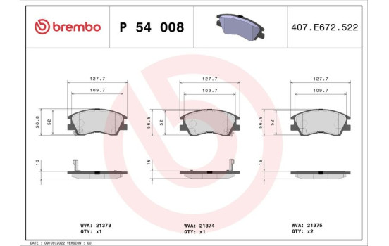 Brake Pad Set, disc brake P 54 008 Brembo, Image 2