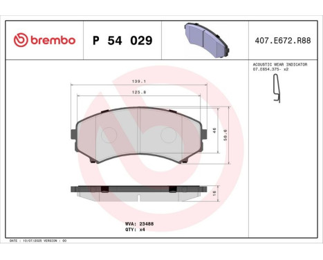 Brake Pad Set, disc brake P 54 029 Brembo, Image 3