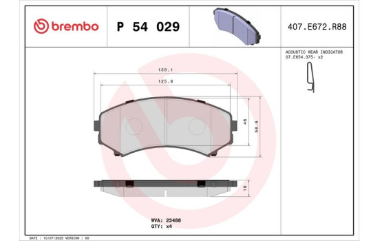 Brake Pad Set, disc brake P 54 029 Brembo, Image 2