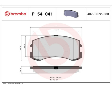 Brake Pad Set, disc brake P 54 041 Brembo, Image 3