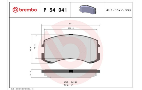 Brake Pad Set, disc brake P 54 041 Brembo, Image 2