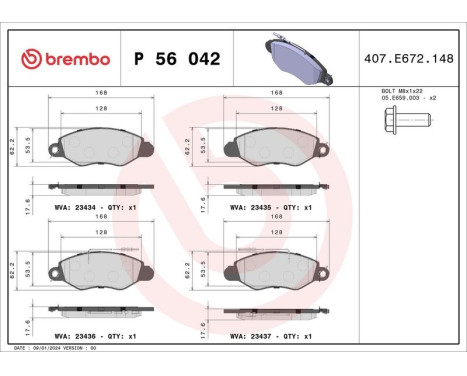 Brake Pad Set, disc brake P 56 042 Brembo, Image 3