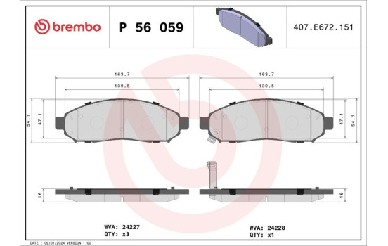 Brake Pad Set, disc brake P 56 059 Brembo, Image 2