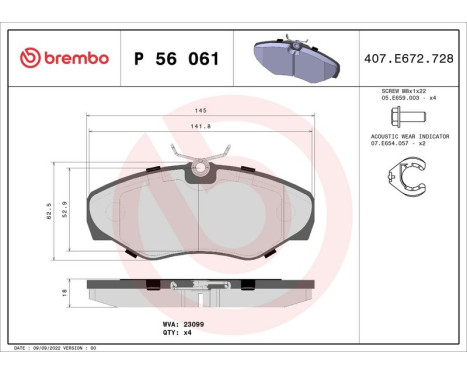 Brake Pad Set, disc brake P 56 061 Brembo, Image 3