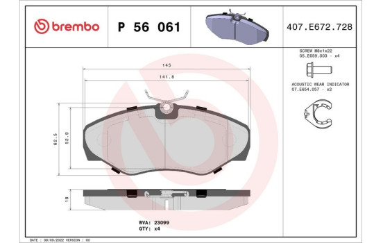 Brake Pad Set, disc brake P 56 061 Brembo, Image 2