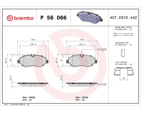 Brake Pad Set, disc brake P 56 066 Brembo, Image 3