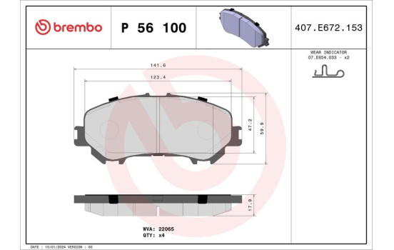 Brake Pad Set, disc brake P 56 100 Brembo, Image 2