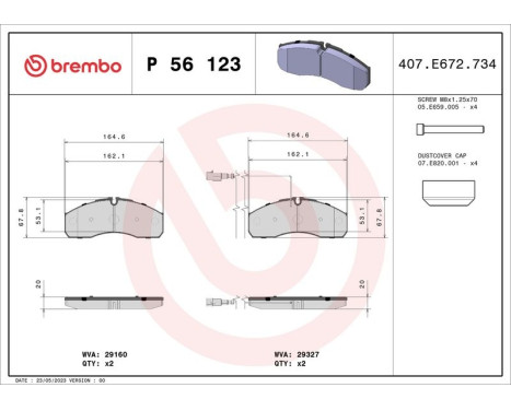 Brake Pad Set, disc brake P 56 123 Brembo, Image 2