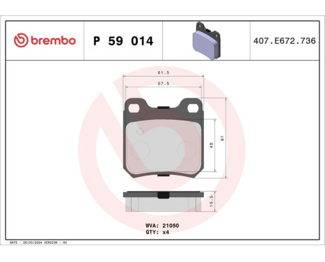 Brake Pad Set, disc brake P 59 014 Brembo, Image 3