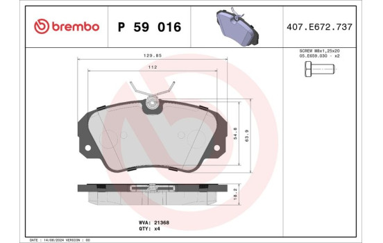 Brake Pad Set, disc brake P 59 016 Brembo, Image 2
