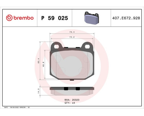 Brake Pad Set, disc brake P 59 025 Brembo, Image 3