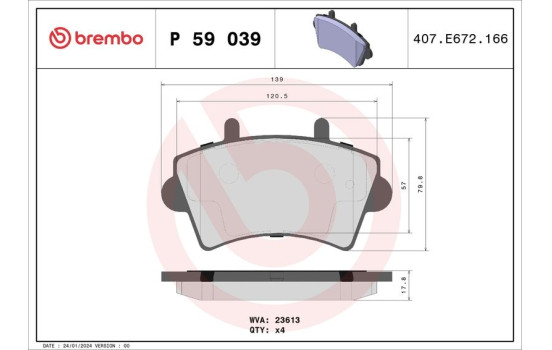 Brake Pad Set, disc brake P 59 039 Brembo, Image 2
