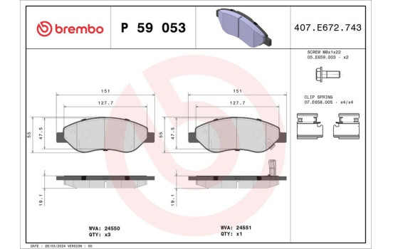 Brake Pad Set, disc brake P 59 053 Brembo, Image 2