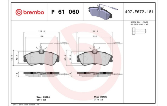 Brake Pad Set, disc brake P 61 060 Brembo, Image 2