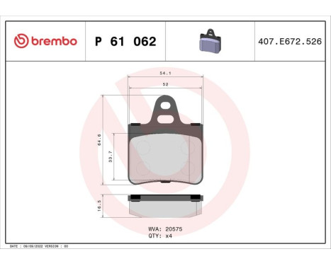 Brake Pad Set, disc brake P 61 062 Brembo, Image 3