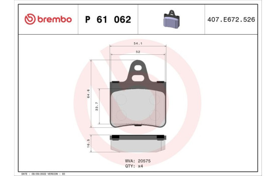 Brake Pad Set, disc brake P 61 062 Brembo, Image 2
