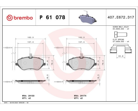 Brake Pad Set, disc brake P 61 078 Brembo, Image 3