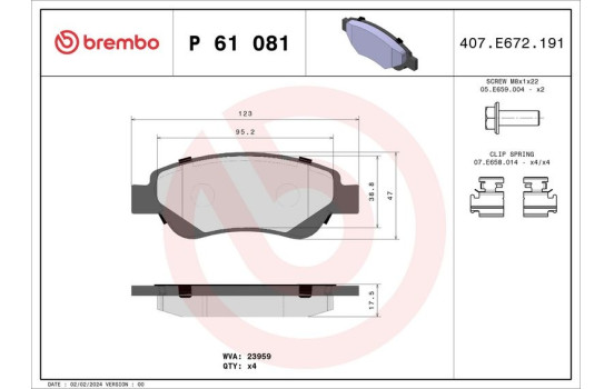 Brake Pad Set, disc brake P 61 081 Brembo, Image 2