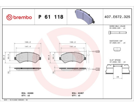 Brake Pad Set, disc brake P 61 118 Brembo, Image 3