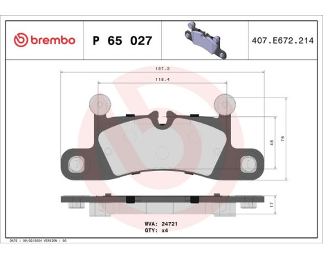 Brake Pad Set, disc brake P 65 027 Brembo, Image 3