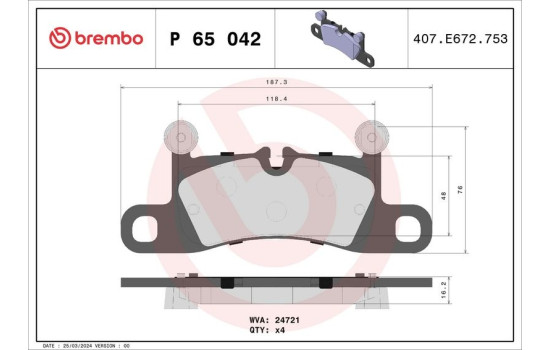 Brake Pad Set, disc brake P 65 042 Brembo