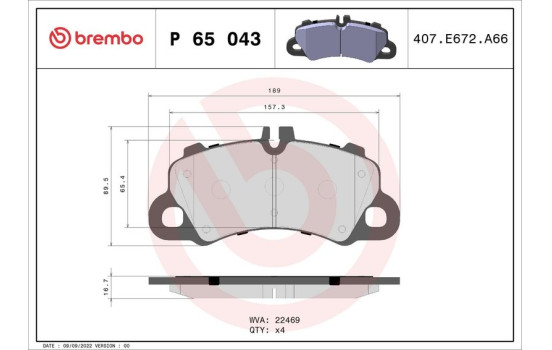 Brake pad set, disc brake P 65 043 Brembo, Image 4