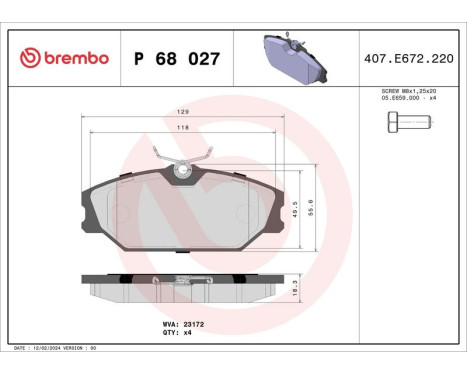 Brake Pad Set, disc brake P 68 027 Brembo, Image 3