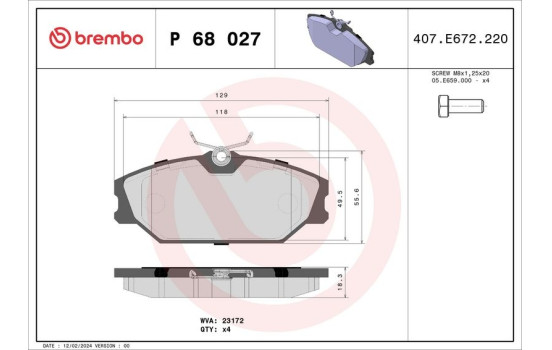 Brake Pad Set, disc brake P 68 027 Brembo, Image 2