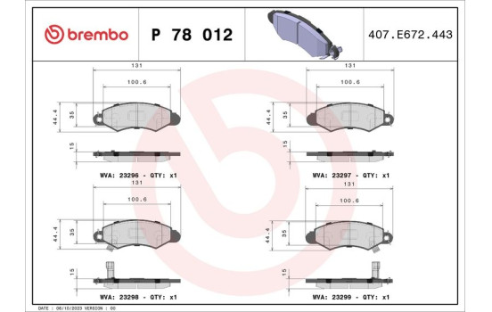 Brake Pad Set, disc brake P 78 012 Brembo, Image 2