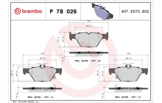 Brake Pad Set, disc brake P 78 026 Brembo, Image 2