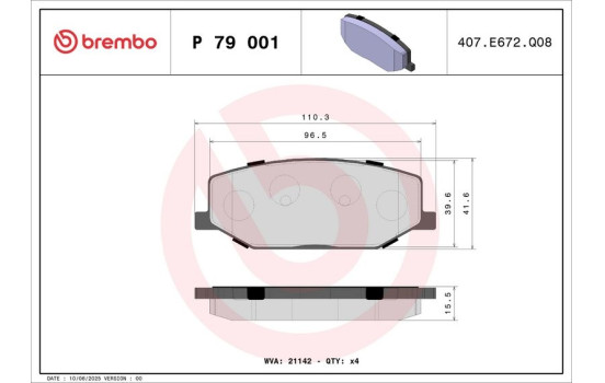 Brake Pad Set, disc brake P 79 001 Brembo, Image 2