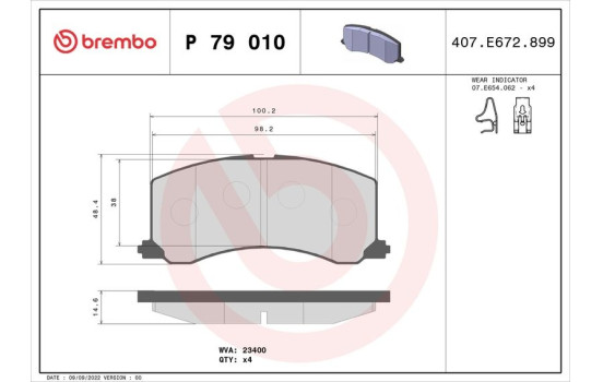 Brake Pad Set, disc brake P 79 010 Brembo, Image 2