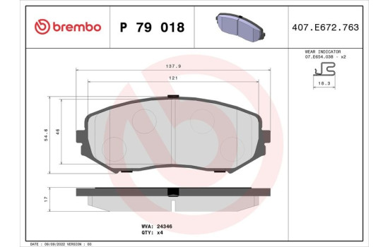Brake Pad Set, disc brake P 79 018 Brembo, Image 2