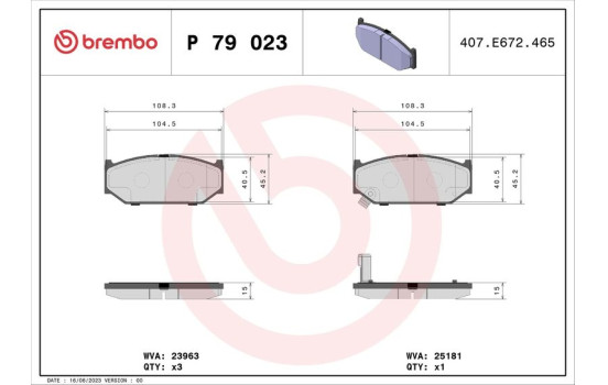 Brake Pad Set, disc brake P 79 023 Brembo, Image 2