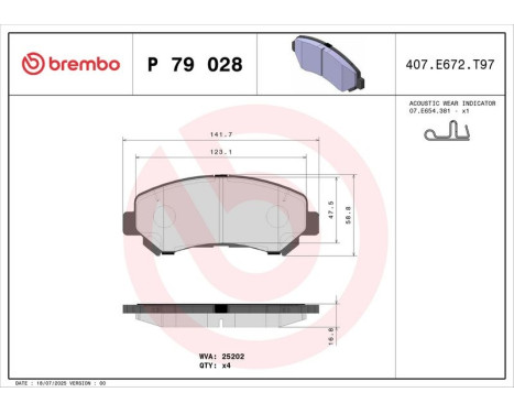 Brake Pad Set, disc brake P 79 028 Brembo, Image 3