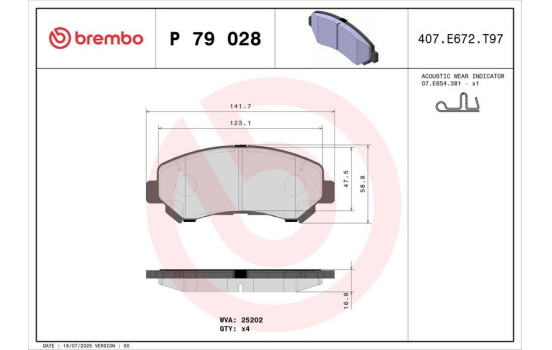 Brake Pad Set, disc brake P 79 028 Brembo, Image 3