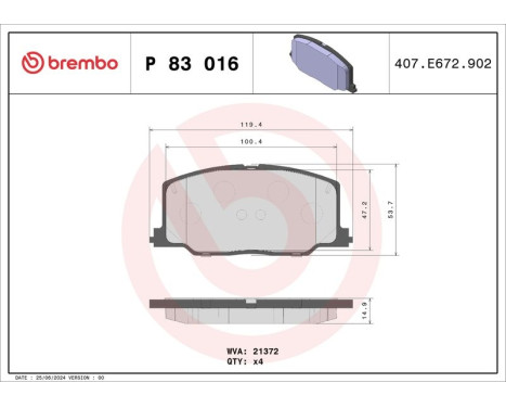 Brake Pad Set, disc brake P 83 016 Brembo, Image 3