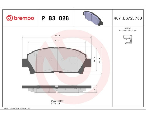 Brake Pad Set, disc brake P 83 028 Brembo, Image 3