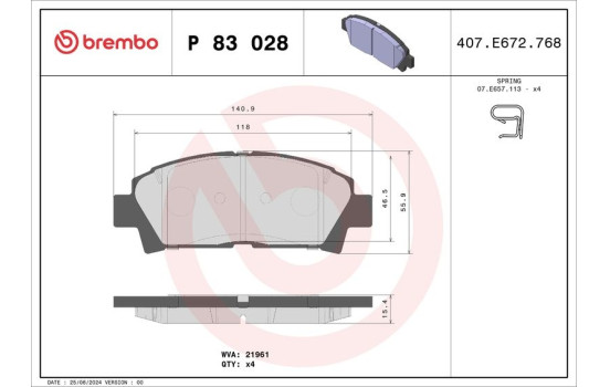 Brake Pad Set, disc brake P 83 028 Brembo, Image 2
