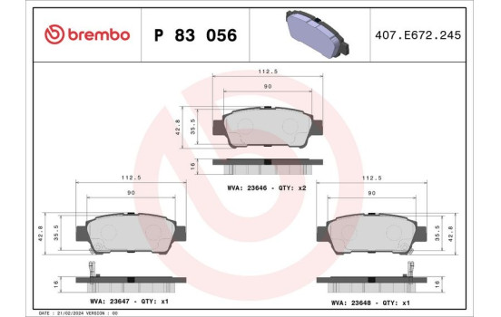 Brake Pad Set, disc brake P 83 056 Brembo, Image 2
