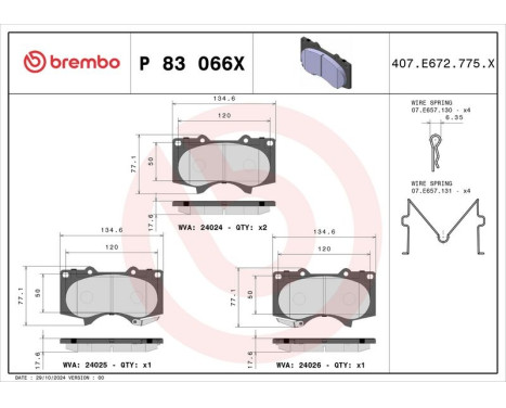 Brake pad set, disc brake P 83 066X Brembo, Image 4