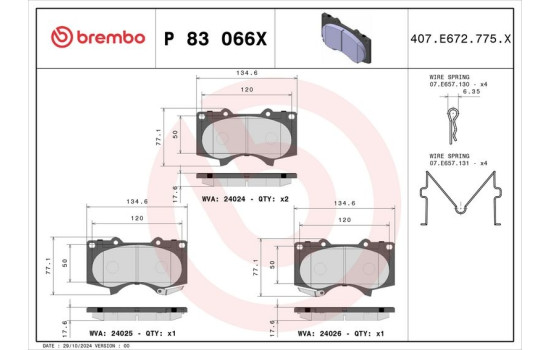 Brake pad set, disc brake P 83 066X Brembo, Image 4