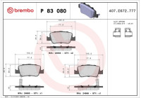 Brake pad set, disc brake P 83 080X Brembo