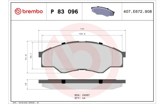 Brake Pad Set, disc brake P 83 096 Brembo, Image 2