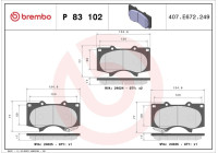 Brake pad set, disc brake P 83 102X Brembo