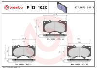Brake pad set, disc brake P 83 102X Brembo